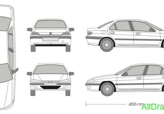 Peugeot 406 (Пежо 406) - чертежи (рисунки) автомобиля